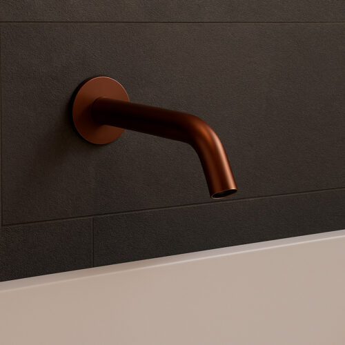 Satin Stainless Steel Wall Spout in Rose Gold Finish for Indoor-Outdoor Use
