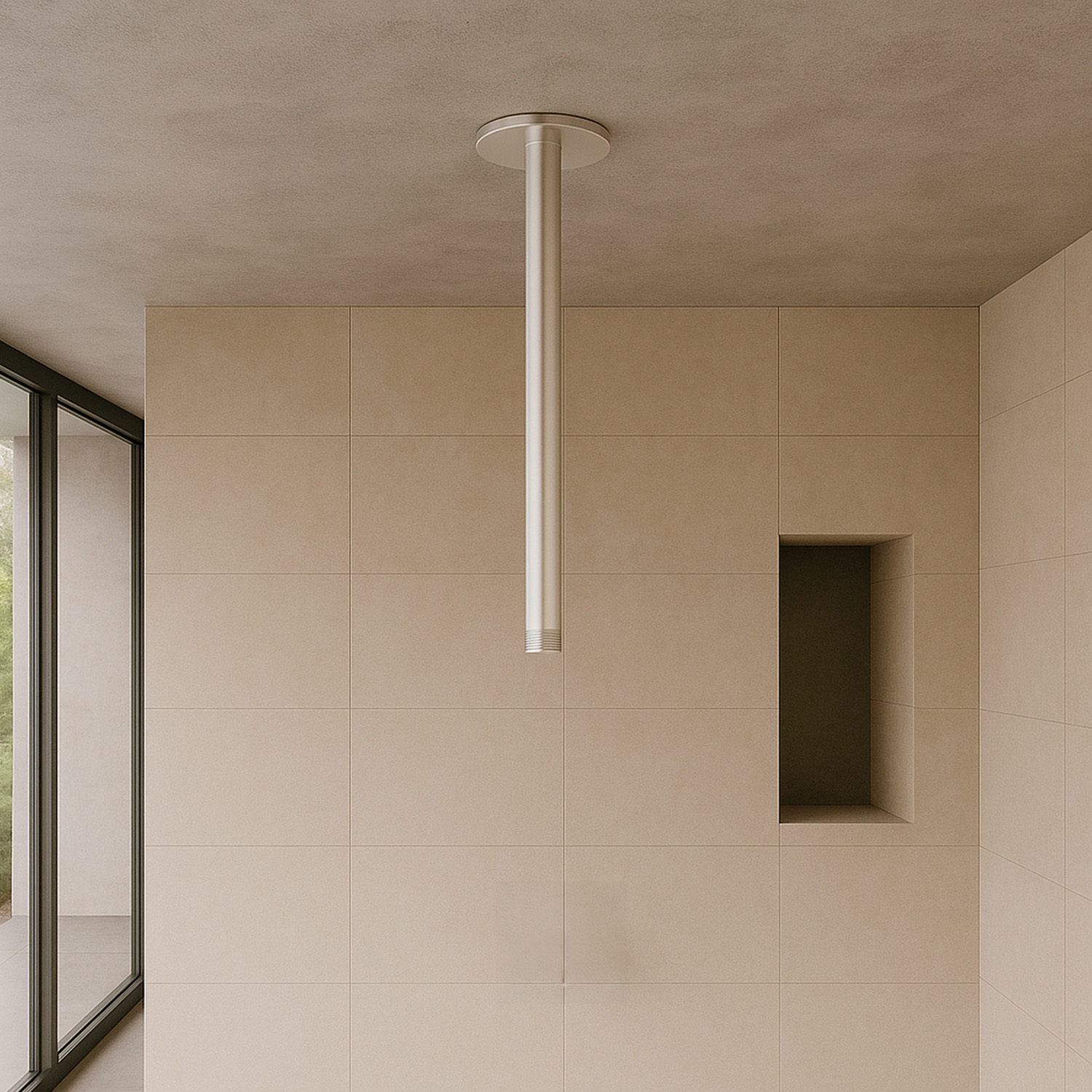 Satin Stainless Steel Ceiling Shower Arm 24cm Height Corrosion Resistant