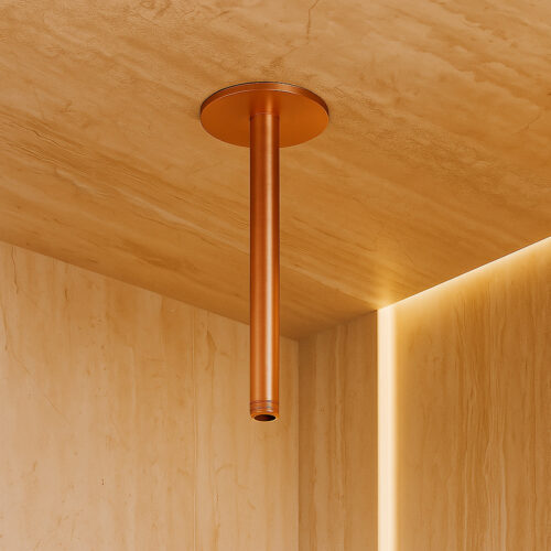 Ceiling Shower Arm in Satin Stainless Steel with Rose Gold Finish 24cm