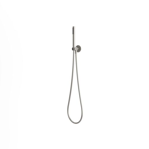 Satin Stainless Steel Hose Kit with Handheld Shower and Wall Support