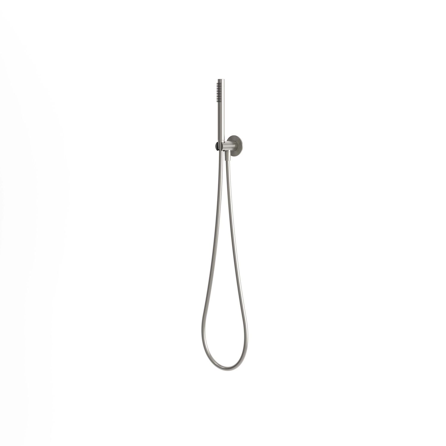 Satin Stainless Steel Hose Kit with Handheld Shower and Wall Support