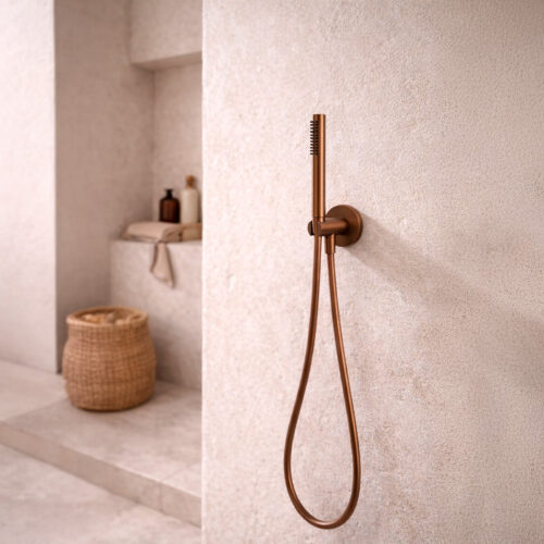 Rose Gold 316L Stainless Steel Shower Kit with Flexible Hose and Wall Support