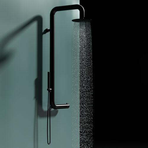 Sined Outdoor Hot And Cold Water Shower Cabras Black Wall