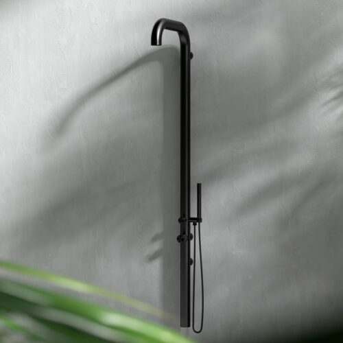 Sined Outdoor Hot And Cold Water Shower Chia Wall Inox Black