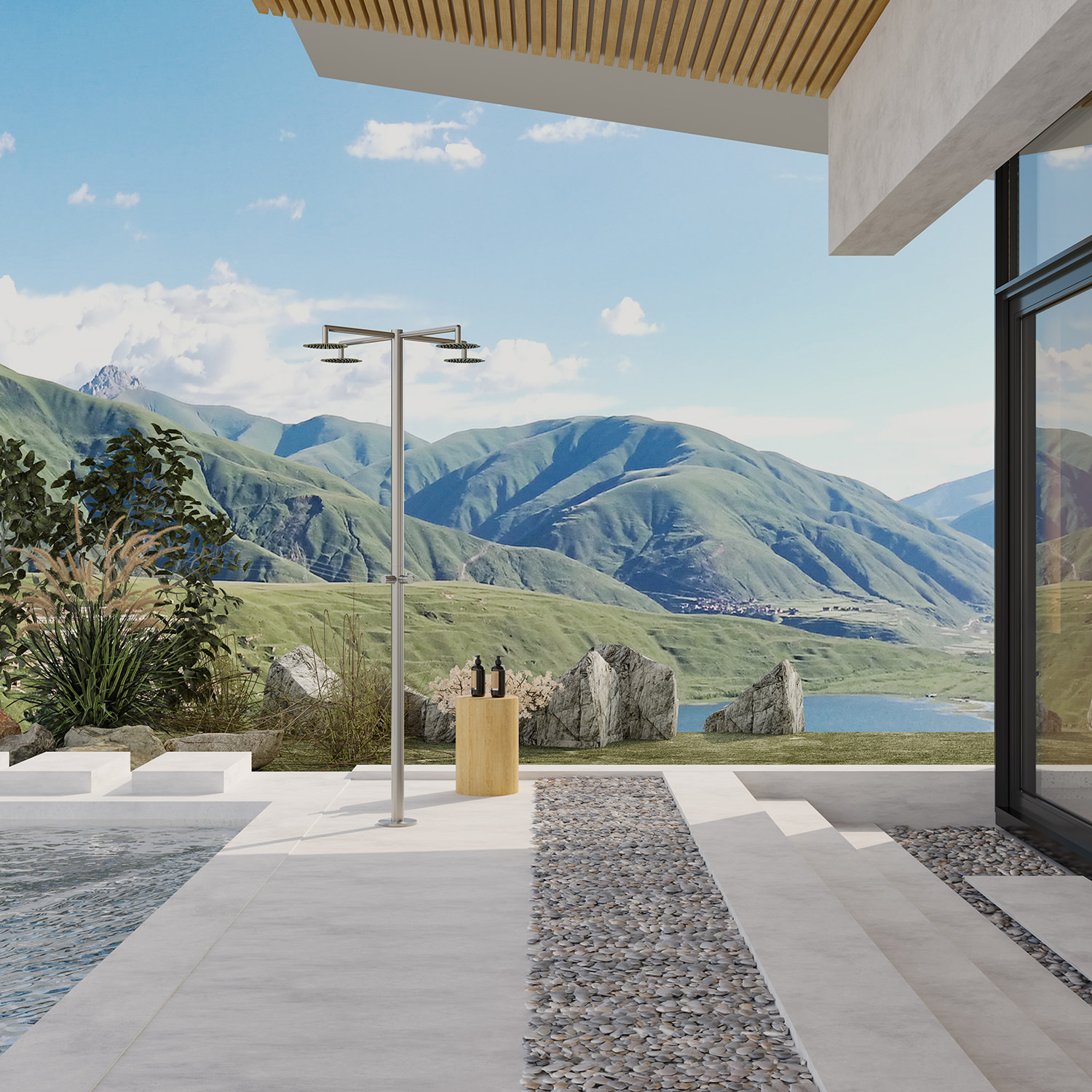 Outdoor Cold Water Shower 4 Heads Sined Shower Inox Hydra 4t - Image 5