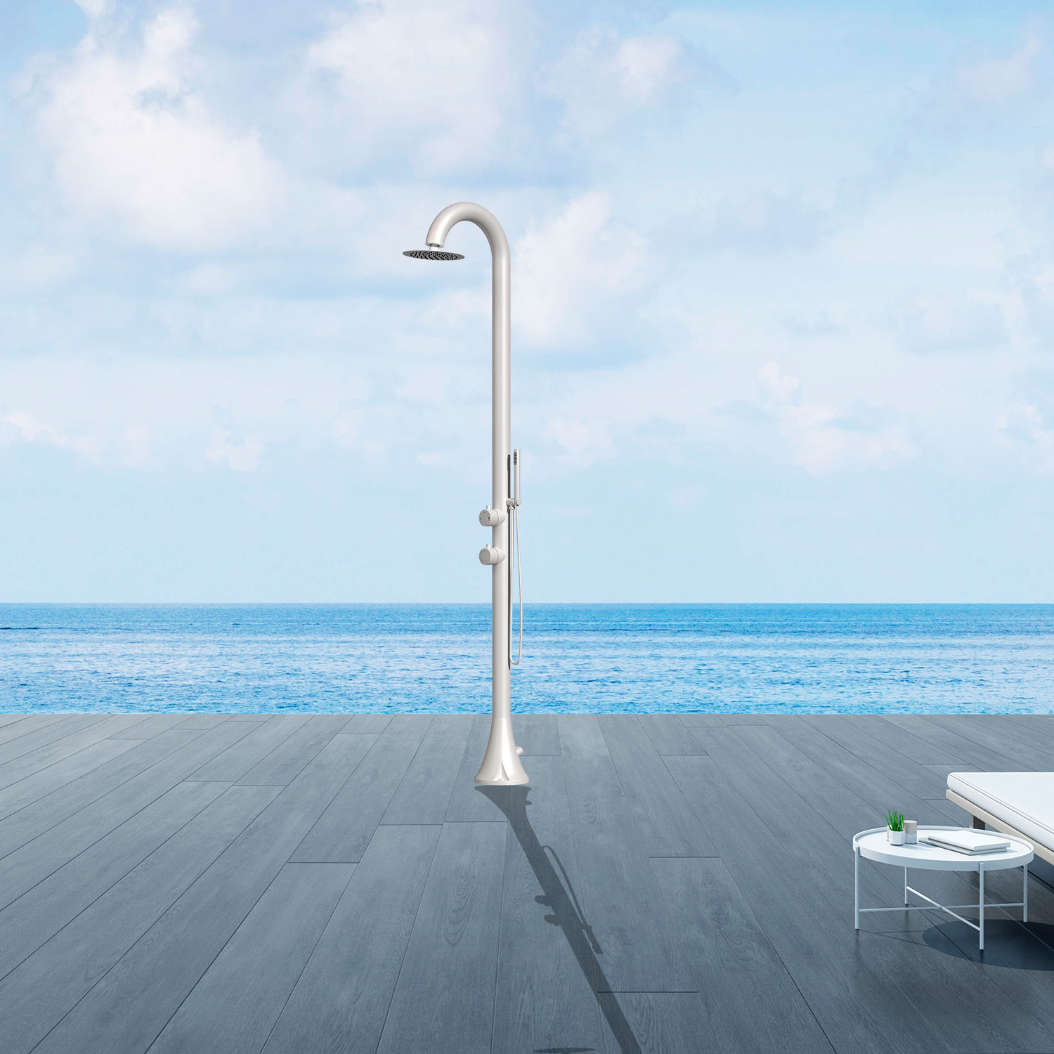 White Stainless Steel Shower With Hand Shower SINED Luna D White - Image 5