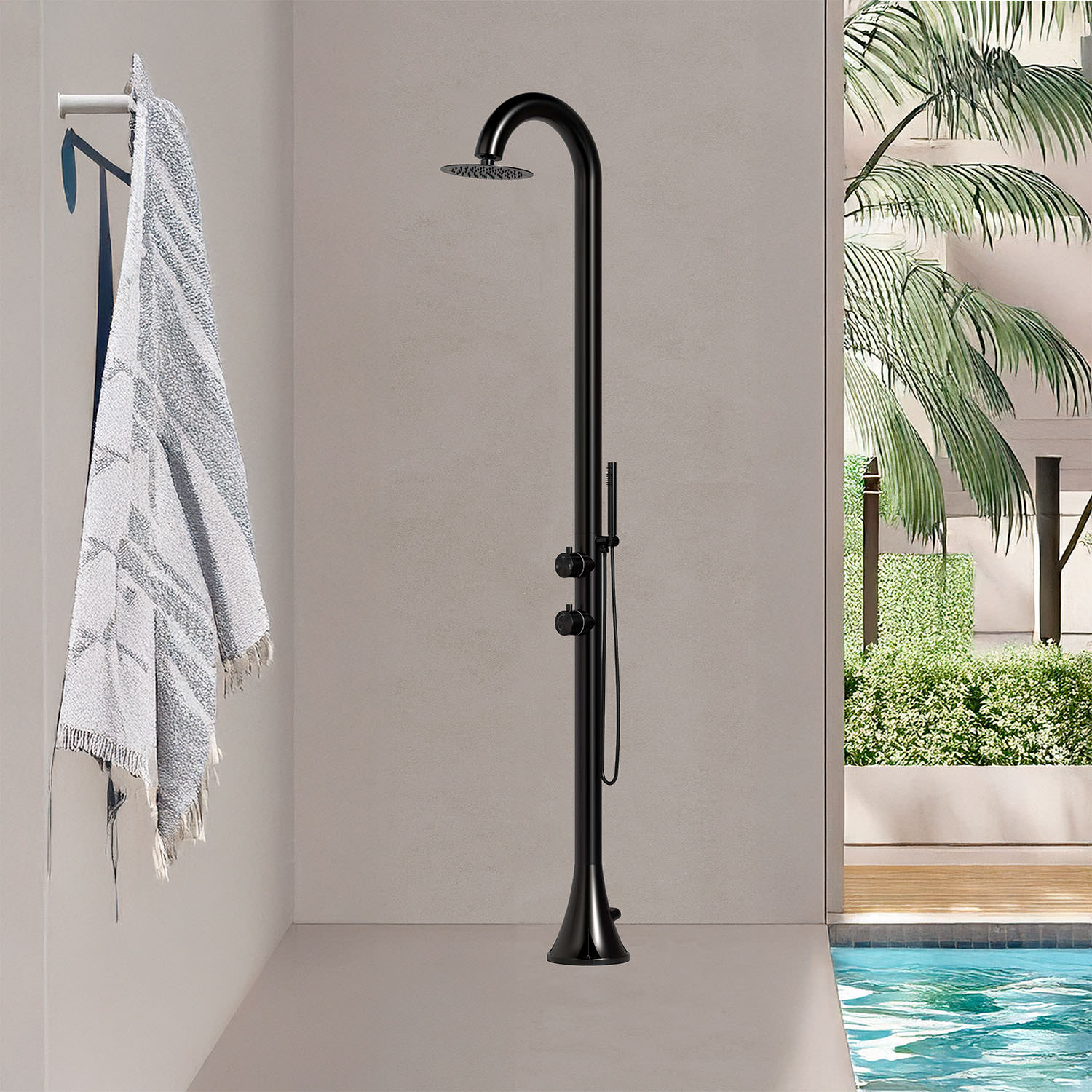 Black Stainless Steel Shower With Hand Shower Moon d Black - Image 5