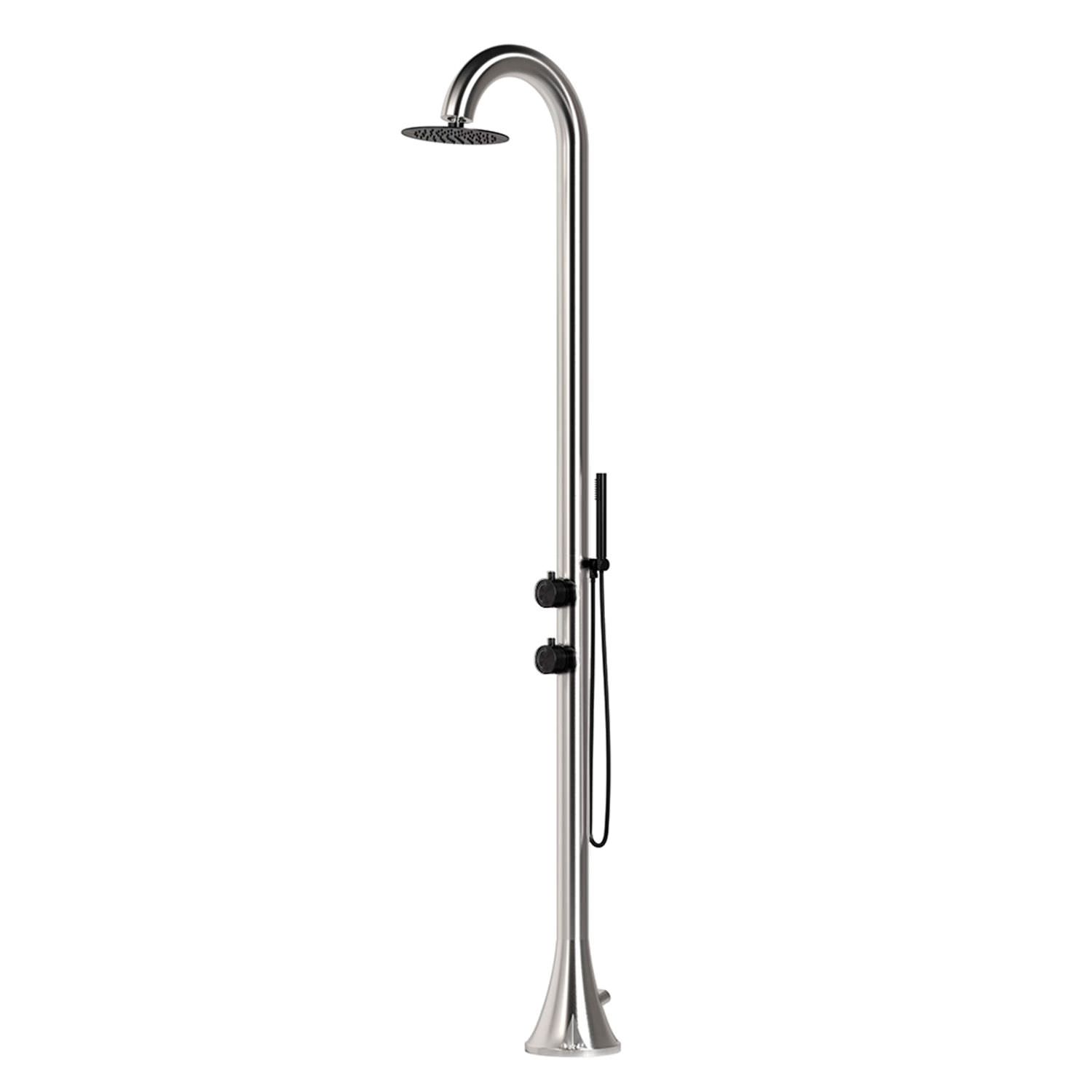Outdoor Shower Stainless Steel 316L Black and Inox with Flexible Silver Handheld - Image 2