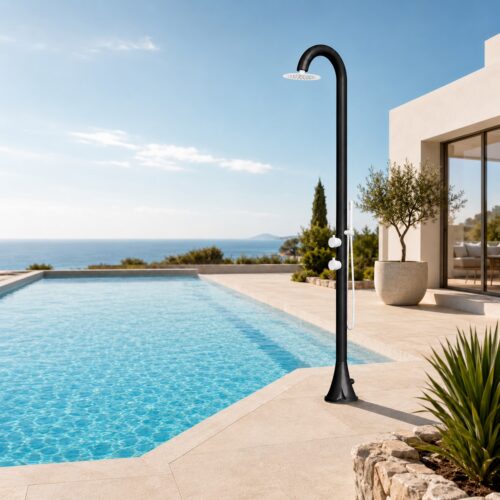 White Black 316L Stainless Steel Outdoor Shower Hot Cold Water
