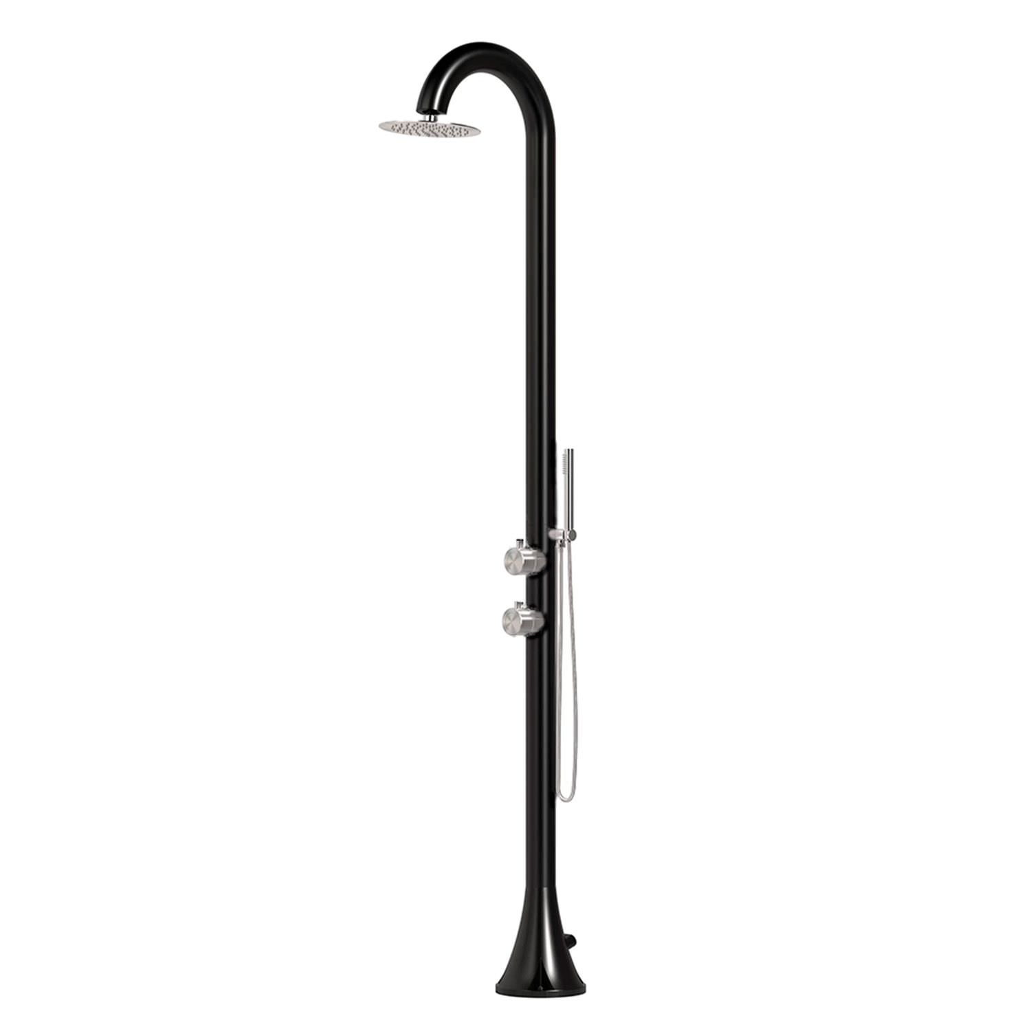 Black Stainless Steel 316L Outdoor Shower with Flexible Handheld and Dual Water Inlets - Image 2