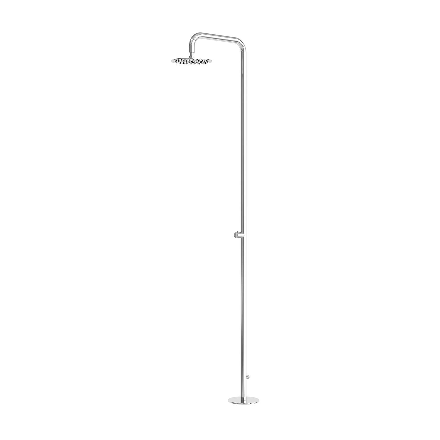 Outdoor Shower Stainless Steel AISI 316 Satin Inox 25 cm Head Floor Mount - Image 2