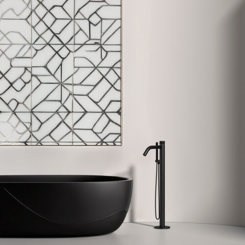 Sined Oristano Black Outdoor Stainless Steel Bathtub Faucet