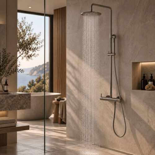 Gunmetal PVD 316L Stainless Steel Wall Shower Dual Mixer e Hand Shower