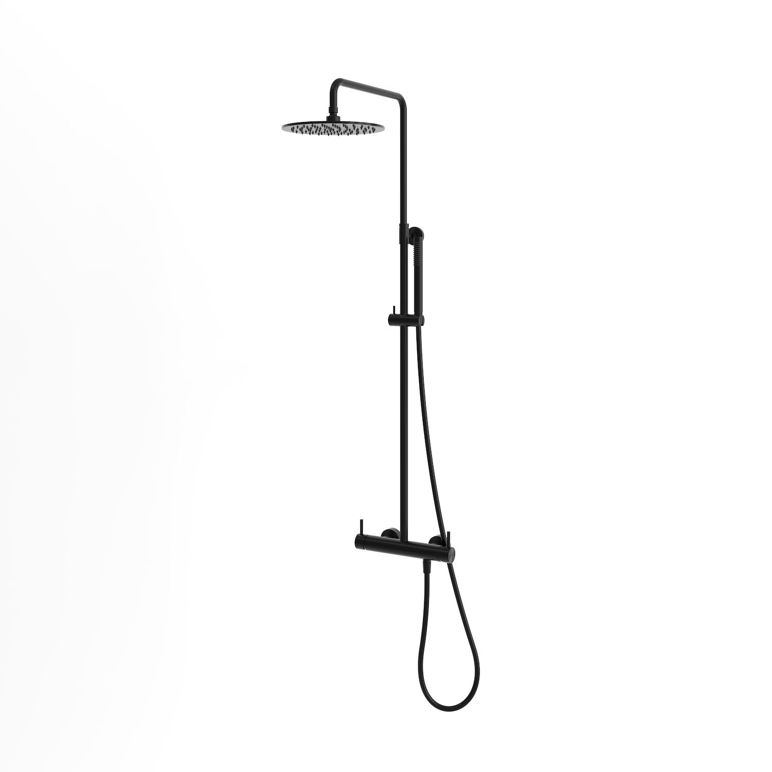Black 316L Stainless Steel Wall Shower with 25 cm Rain Head Hand Shower - Image 2