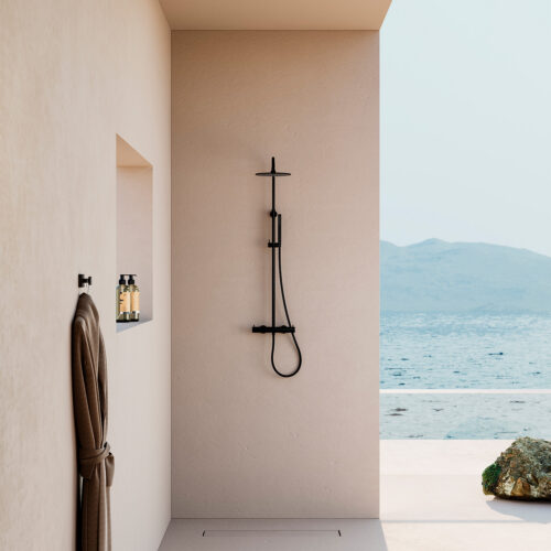 Matte Black 316L Stainless Steel Wall Shower Panel with Thermostatic Mixer