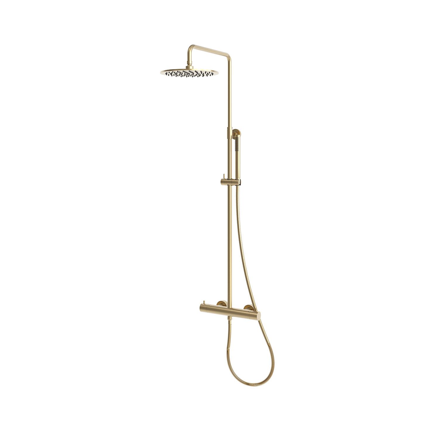 Wall-Mounted Gold Inox 316L Thermostatic Shower System with 25cm Rain Head - Image 2