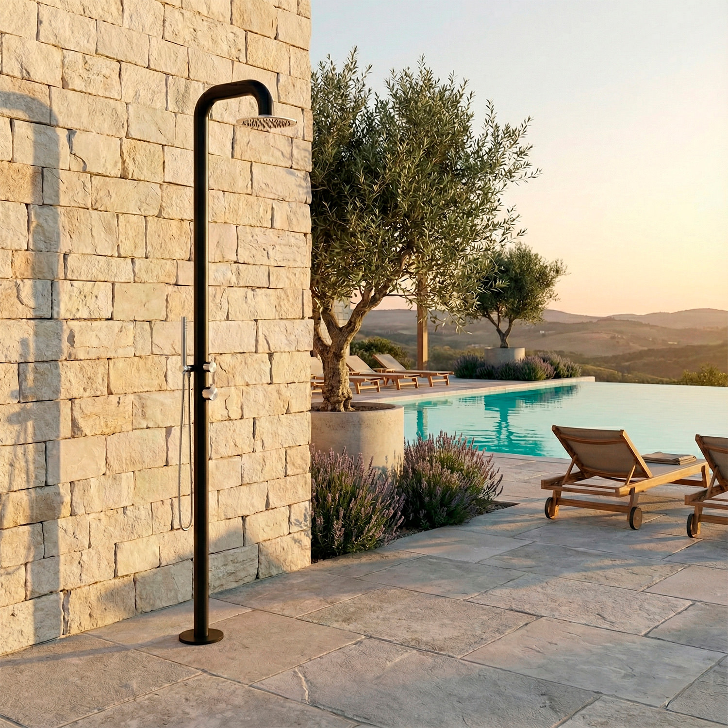 Black Stainless Steel Outdoor Shower with 25cm Rainhead Mixer e Hand Shower - Image 3