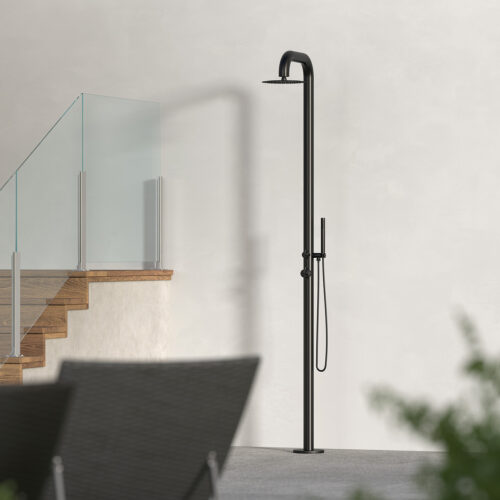 Black Curved Garden Shower With Hand Shower Sined Shower Pula Black