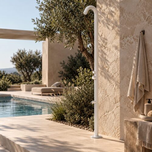 Matte White 316L Stainless Steel Outdoor Shower Hot-Cold Mixer e Foot Wash