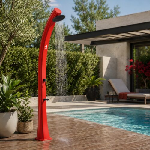 SINED red solar shower 40L 226cm brass antiscale outdoor