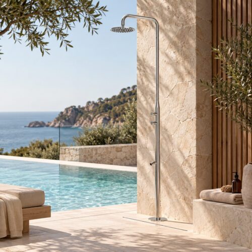 Brushed Stainless Steel 316L Outdoor Shower with Corrosion-Resistant Design