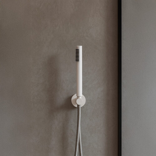White 316L Steel Hand Shower with Universal Fitting for Indoor and Outdoor Use