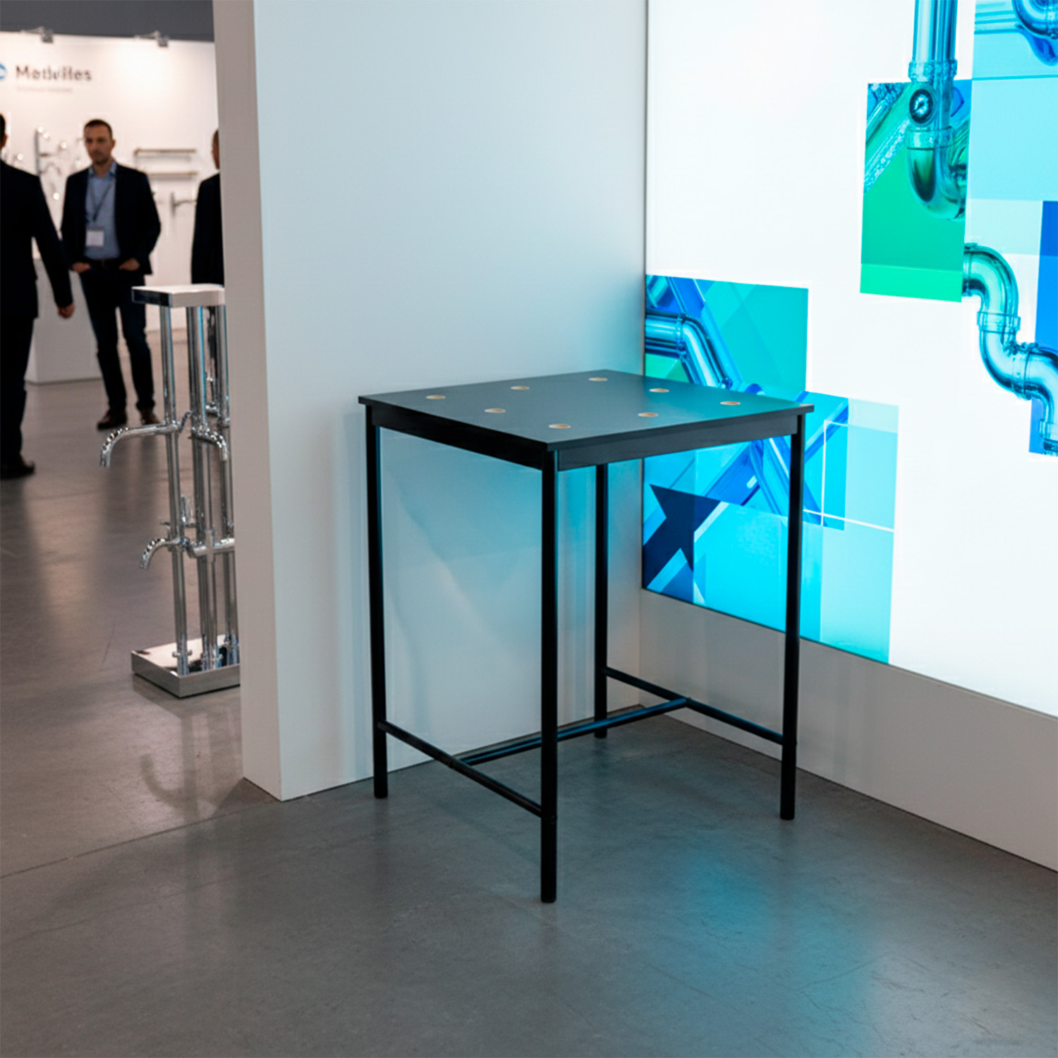 Square Display Table Black 316L Stainless Steel No Taps - Image 3