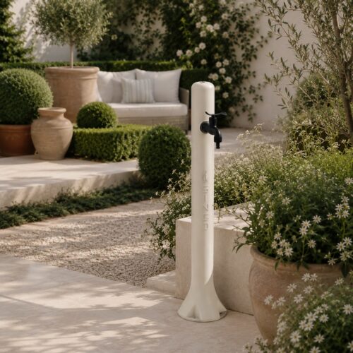 White HD Polyethylene Garden Fountain Quick-Connect Hose Ready