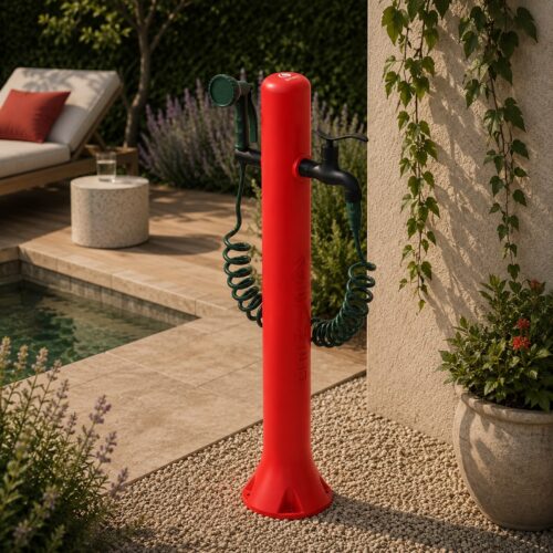Red HDPE Garden Fountain Side Inlet 75 m Hose 8-Pattern Spray Gun