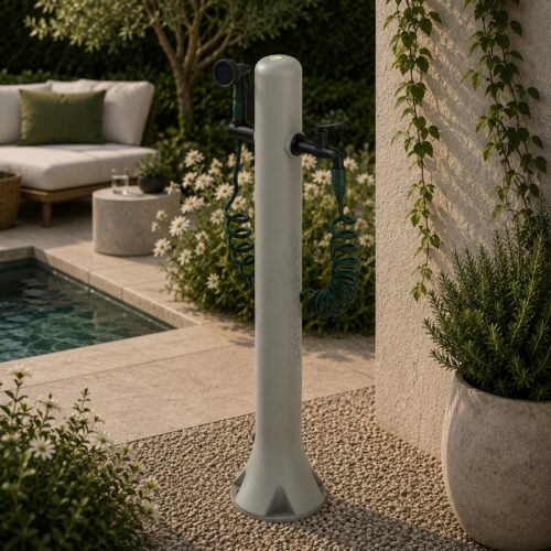 Taupe HDPE Garden Fountain Side Inlet 75 m Hose 8-Pattern Spray Gun