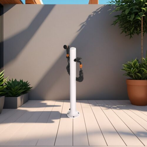 White Aluminum Garden Fountain with 75m Flexible Hose and 8Mode Spray Gun