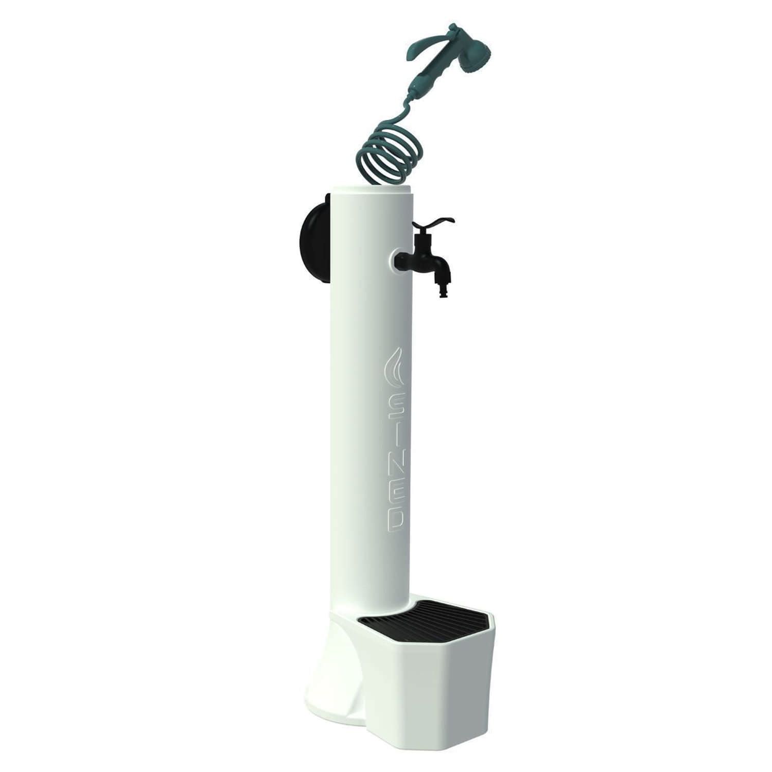 White HD Polyethylene Garden Fountain with Tap Grated Basin and Dual Inlet - Image 2