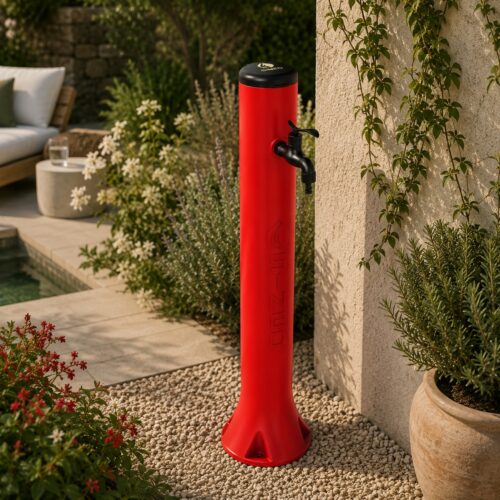 Red HD Polyethylene Garden Fountain UV Limescale e Salt Resistant