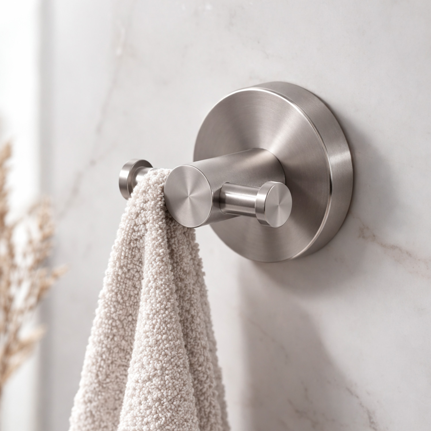 Satin Stainless Steel Double Towel Hook - Modern Design for Indoor-Outdoor Use