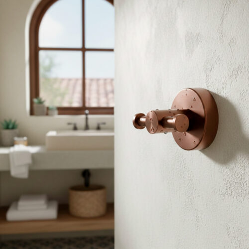 Double Towel Hook in Rose Gold 316L Stainless Steel for Modern Indoor-Outdoor Use