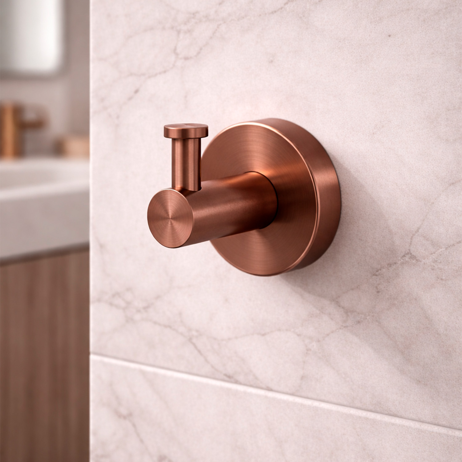 Wall-Mounted Rose Gold Stainless Steel 316L Single Towel Hook Corrosion-Resistant