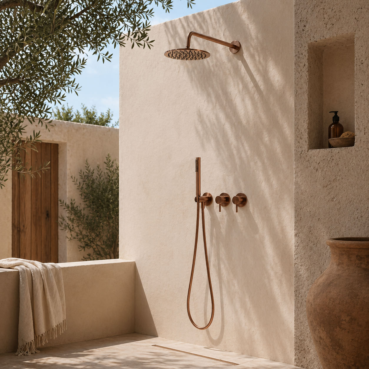 25cm Rose Gold 316L Stainless Steel Wall-Mounted Concealed Shower Kit
