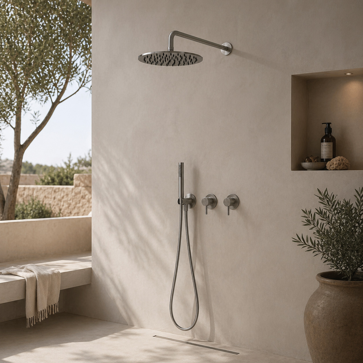 316L Stainless Steel Inox Wall-Mounted Shower Set 30 cm Head Mixer Diverter