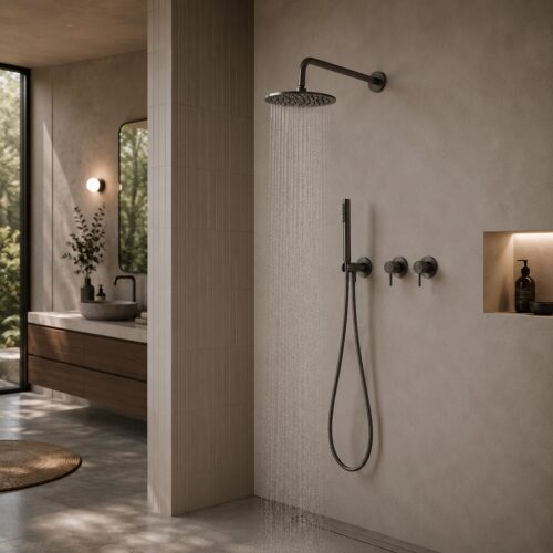 25cm Wall-Mounted Shower Concealed Kit Gunmetal 316L Stainless Steel