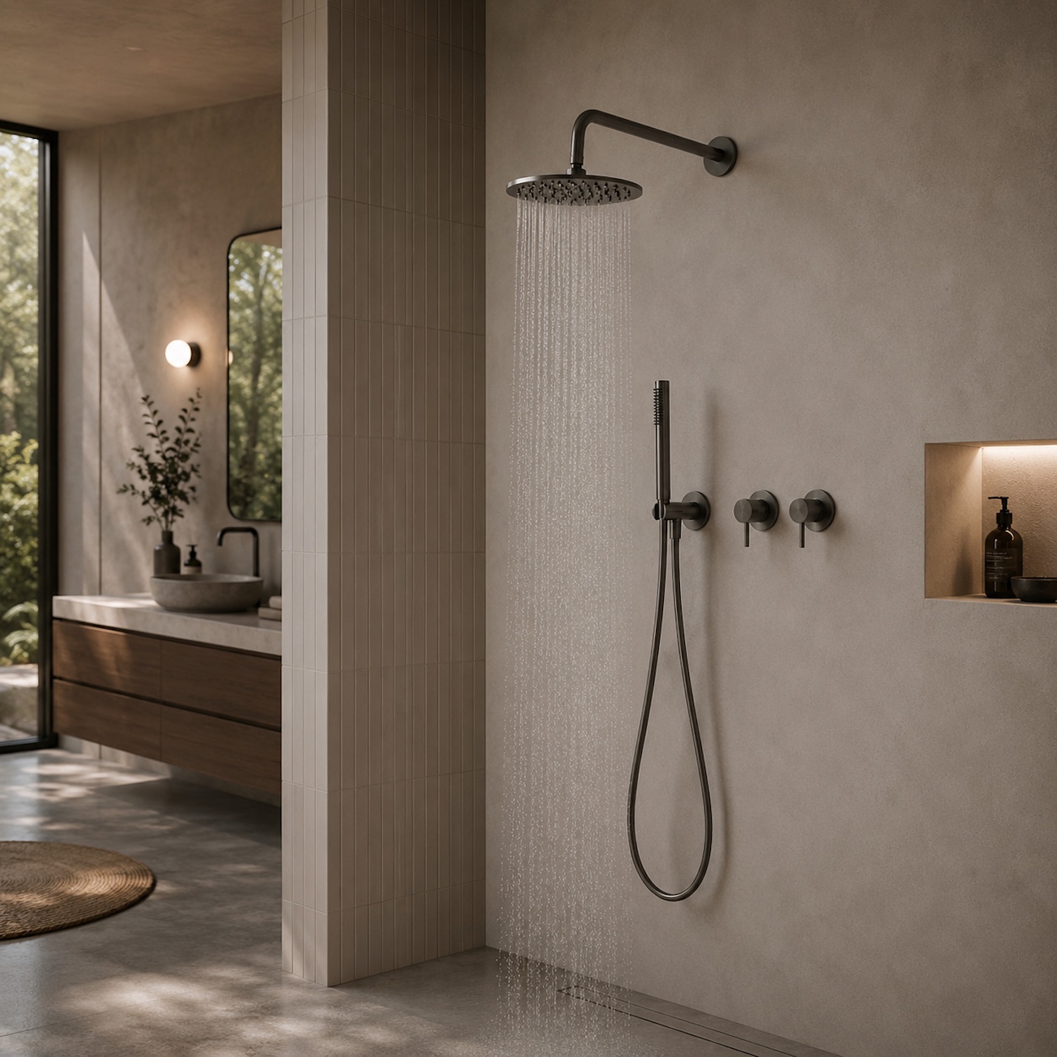 25cm Wall-Mounted Shower Concealed Kit Gunmetal 316L Stainless Steel