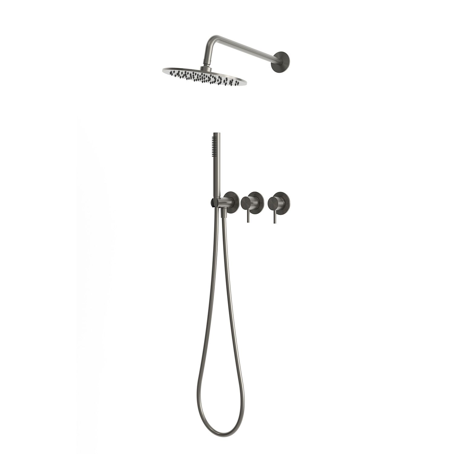25cm Wall-Mounted Shower Concealed Kit Gunmetal 316L Stainless Steel - Image 2