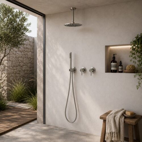 Cold Water Wall-Mount Shower Concealed Kit 25 Silver 316L Stainless Steel