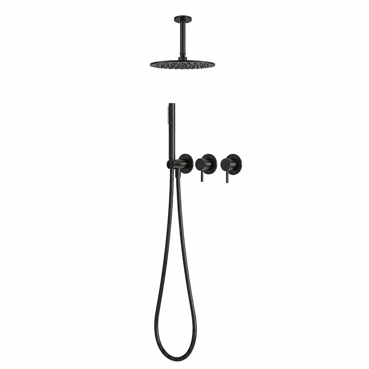 30 cm Short Ceiling Shower Kit Black 316L Stainless Steel