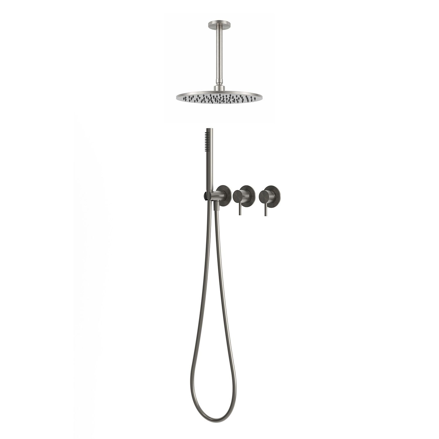 25cm Ceiling Shower Kit Gunmetal 316L Stainless Steel Cold Water - Image 2