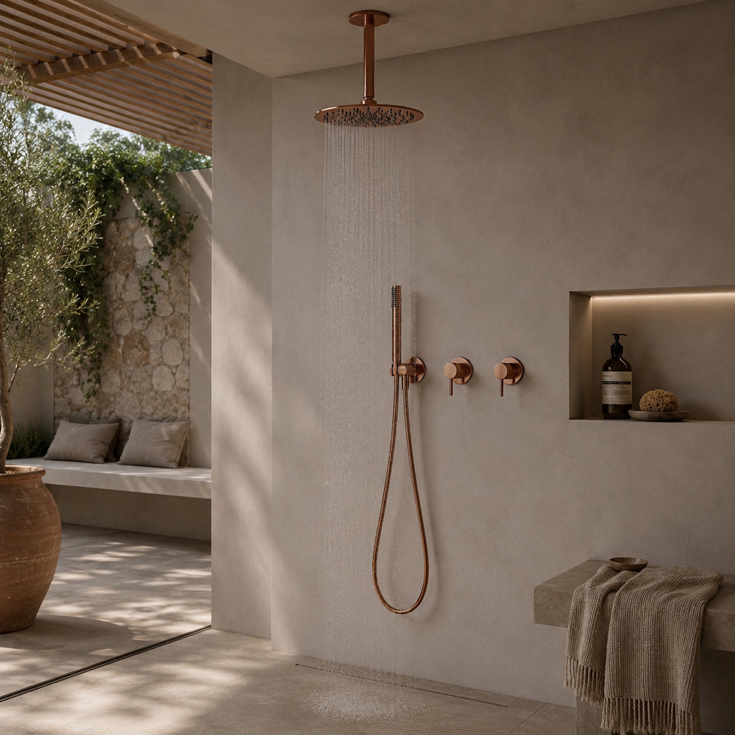 30cm Ceiling Shower Kit Rose Gold 316L Stainless Steel Cold Water