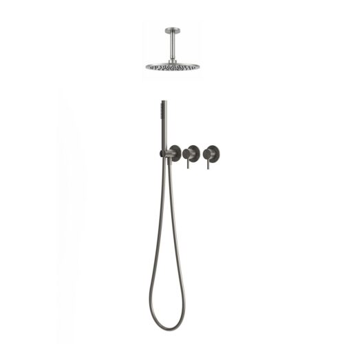 Short Gunmetal Ceiling Shower Kit 25 cm 316L Stainless Steel Mixer Set