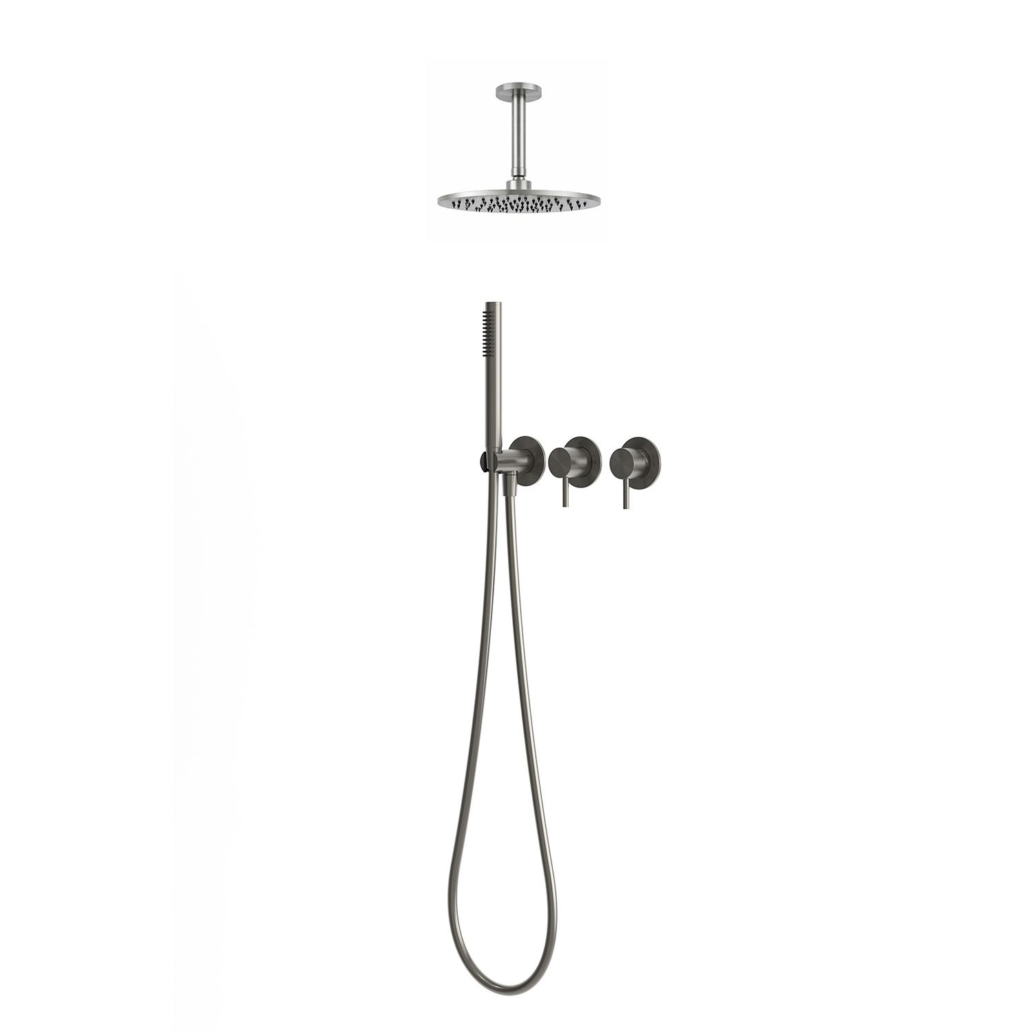 Short Gunmetal Ceiling Shower Kit 25 cm 316L Stainless Steel Mixer Set