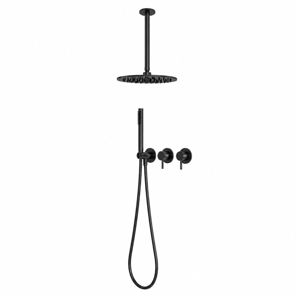 30 cm Black 316L Stainless Steel Ceiling Shower Kit - Image 2