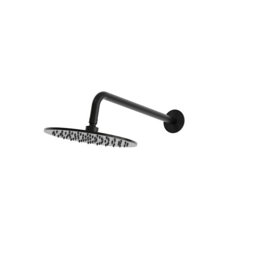 Black 316L Stainless Steel Wall Shower Arm and Rain Shower Head Kit 25 cm