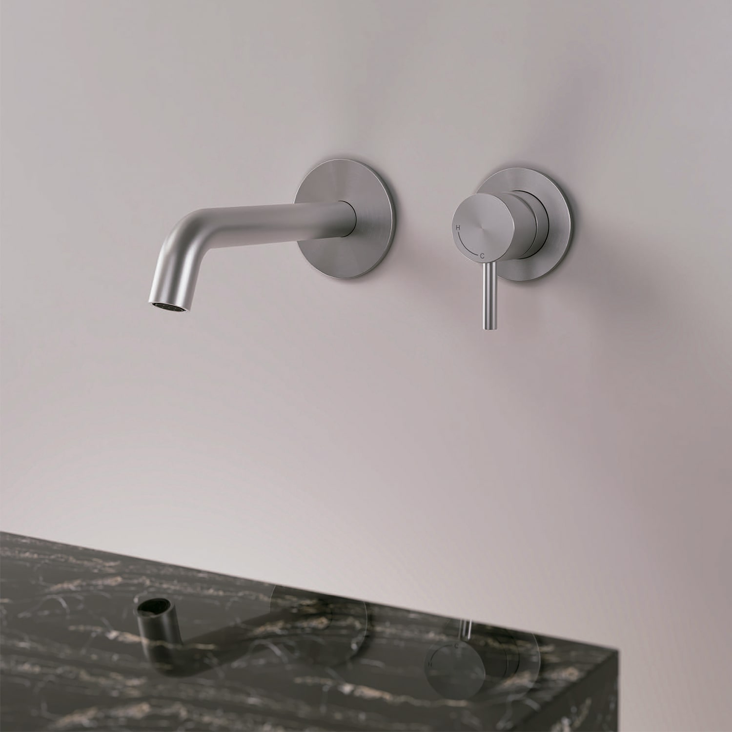 Stainless Steel Wall-Mounted Faucet Kit with Satin Finish for Modern Spaces